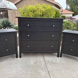 Black Solid Wood Hemnes Dresser Chest of Drawers and Nightstand Furniture Set Originally $700