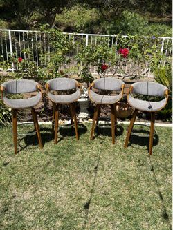 Set of 4 Mid-Century Modern Swivel Bar Stools
