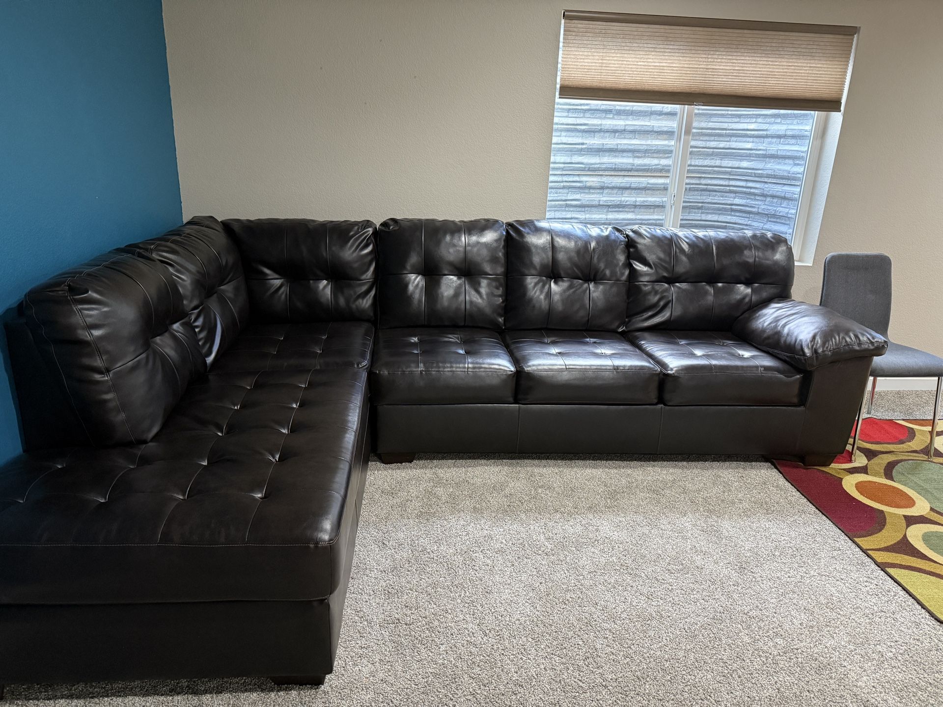 Leather sofa Set L Shape Brown