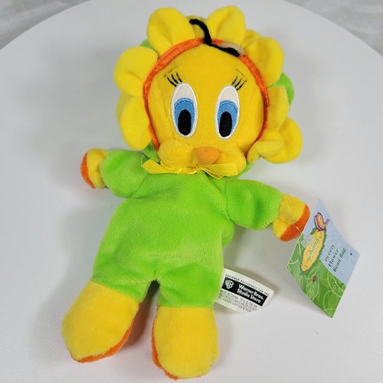 Tweety Bird Enchanted Garden Warner Bros Bean Bag Plush Tweety Flower 9" NWT