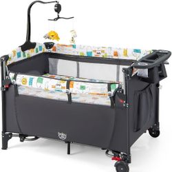 5-in-1 Pack and Play, Baby Bedside Sleeper with Bassinet, Multifunction Bedside Crib 