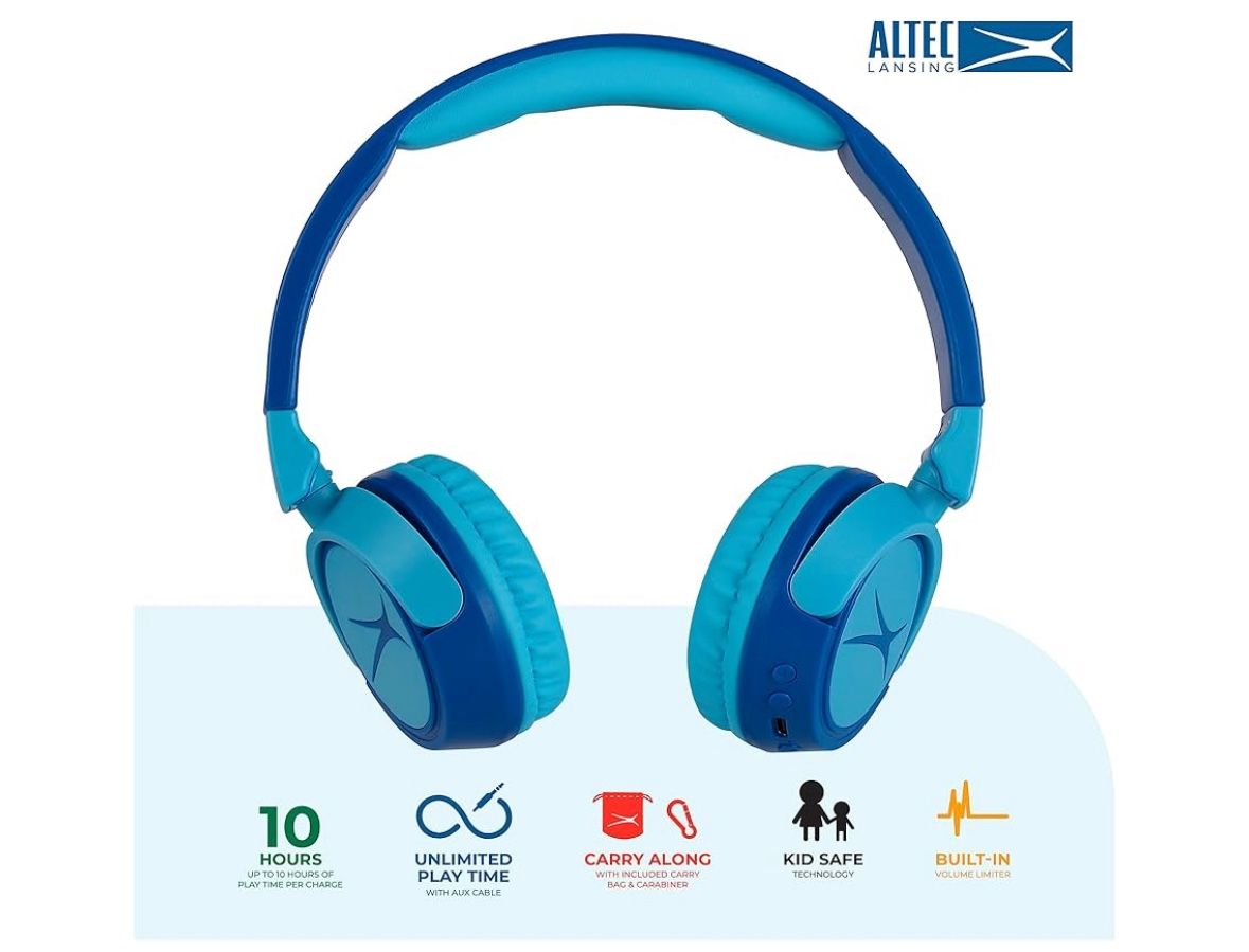 Altec Lansing Kid Safe 2-in-1 Bluetooth Wireless Blue Kid's Headphones