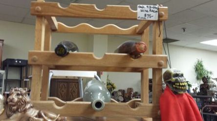 Solid oak 9 bottle wine rack