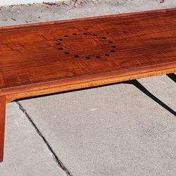 gorgeous Mid Century Modern 1960's Drexel Declaration Kipp Stewart designed rectangle walnut COCKTAIL COFFEE TABLE with rosewood inlay orbs And Others