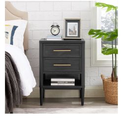 Better Homes & Gardens Oaklee 2 Drawer Nightstand for bedroom ,Charcoal Finish