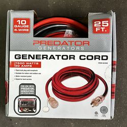 Predator 25ft Generator Cord 30 Amp 7500W NEW