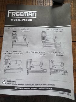 Freeman 6 Gallon Oil, Free, Pancake Air Compressor w/2 Staplers & 3 Nailers Brand New