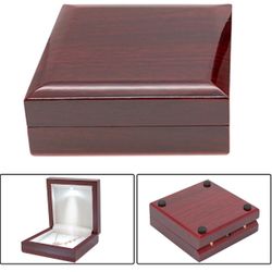 New Wooden Jewelry Box with LED Light Elegant Design Durable Soft Inside Wedding