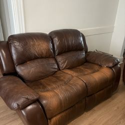 Double Reclining Leather Couch