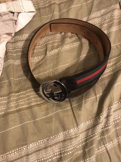 Green and red gucci belt with black leather