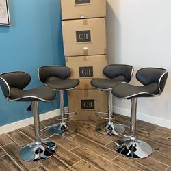 New 4 Gray Bar Stools 