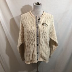 ALPS “Natural” Button Up cardigan, Trim By Buttons - Womens M, NWT, Bust 21.5”, length 25.5”