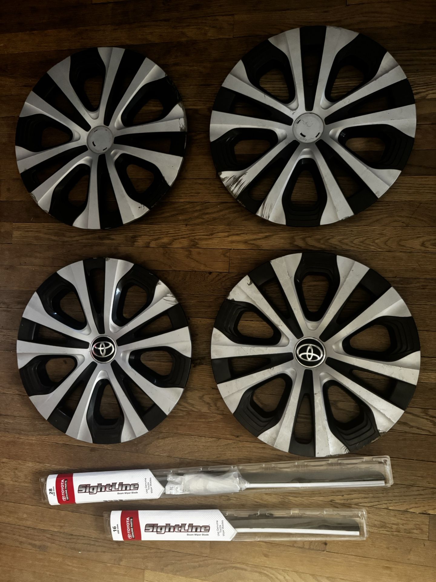 Used Toyota Hub Cap covers + Windshield wipers