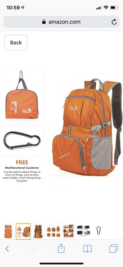 Orange Outlander Packable Lightweight Travel Hiking Backpack Daypack