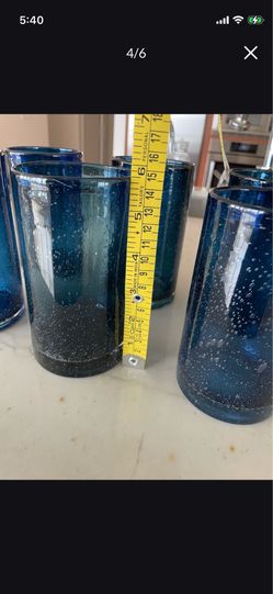 Lot of Six glass cobalt blue glasses!!