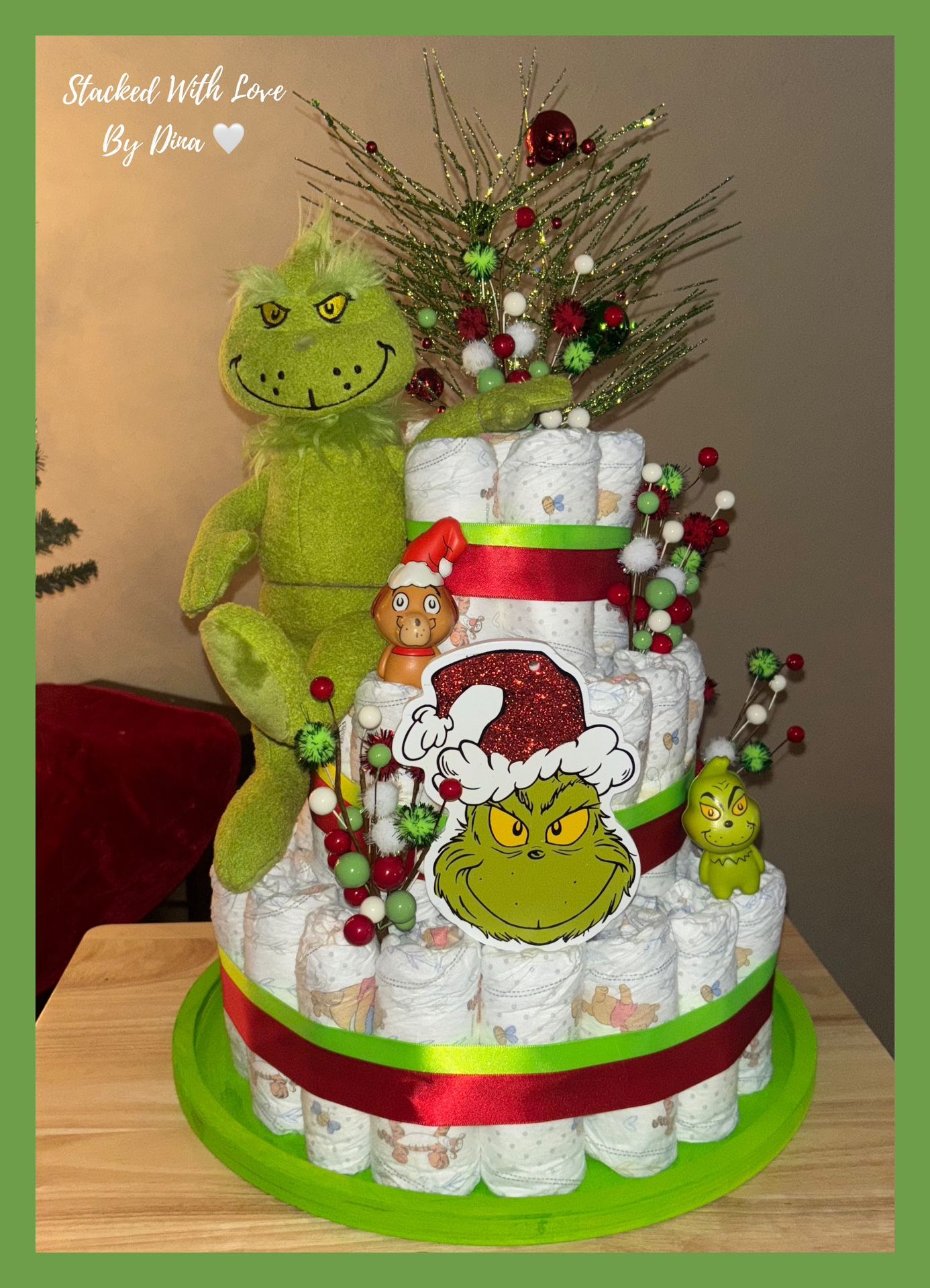 The Grinch Diaper Cake-Baby’s 1st Christmas