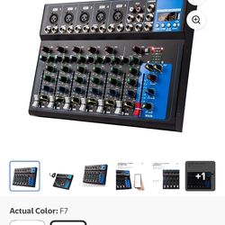 Sound Mixer Professional 7 Channel Mixer USB Reverb F7 Home KTV Sta Performance Live Network Sound Mixer For Pc, Easy to Operate