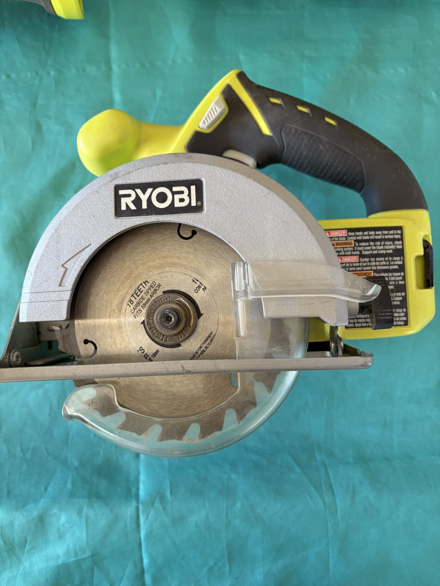 a Ryobi 18V ONE+ 5-1/2 inch cordless circular saw