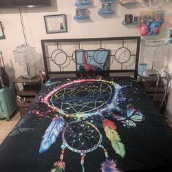 Full Size Bed And Nightstands A Set Of Two Mattress And Lamps And Sheets Not Included