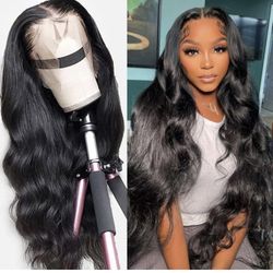 180 Density 13x4 HD Transparent Lace Frontal Wigs for Black Women Human Hair Glueless Wigs Human Hair Lace Front Wigs Brazilian Virgin Human Hair Wig 