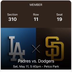 Dodgers vs. Padres Saturday 4 Tickets