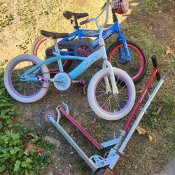 Two "16 Kids Bikes and Two Razor Scooters "Bikes are Ready to Ride "