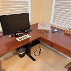 L-shaped wood corner desk