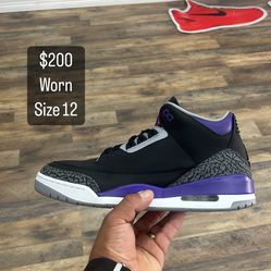 Jordan 3 Court Purple Size 12