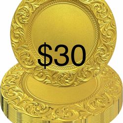 6 pack,13 Inch Gold Charger Plates Round Charger for Dinner Plates,Plastic Charger Plates For Table Setting-Charger Plates Bulk Wedding,Reusable Decor