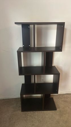 Dark Brown S-Shape Bookshelf 5-Tier