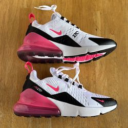 New Nike Air Max 270 White Pink Black Shoes Women’s 6, Youth 4.5y