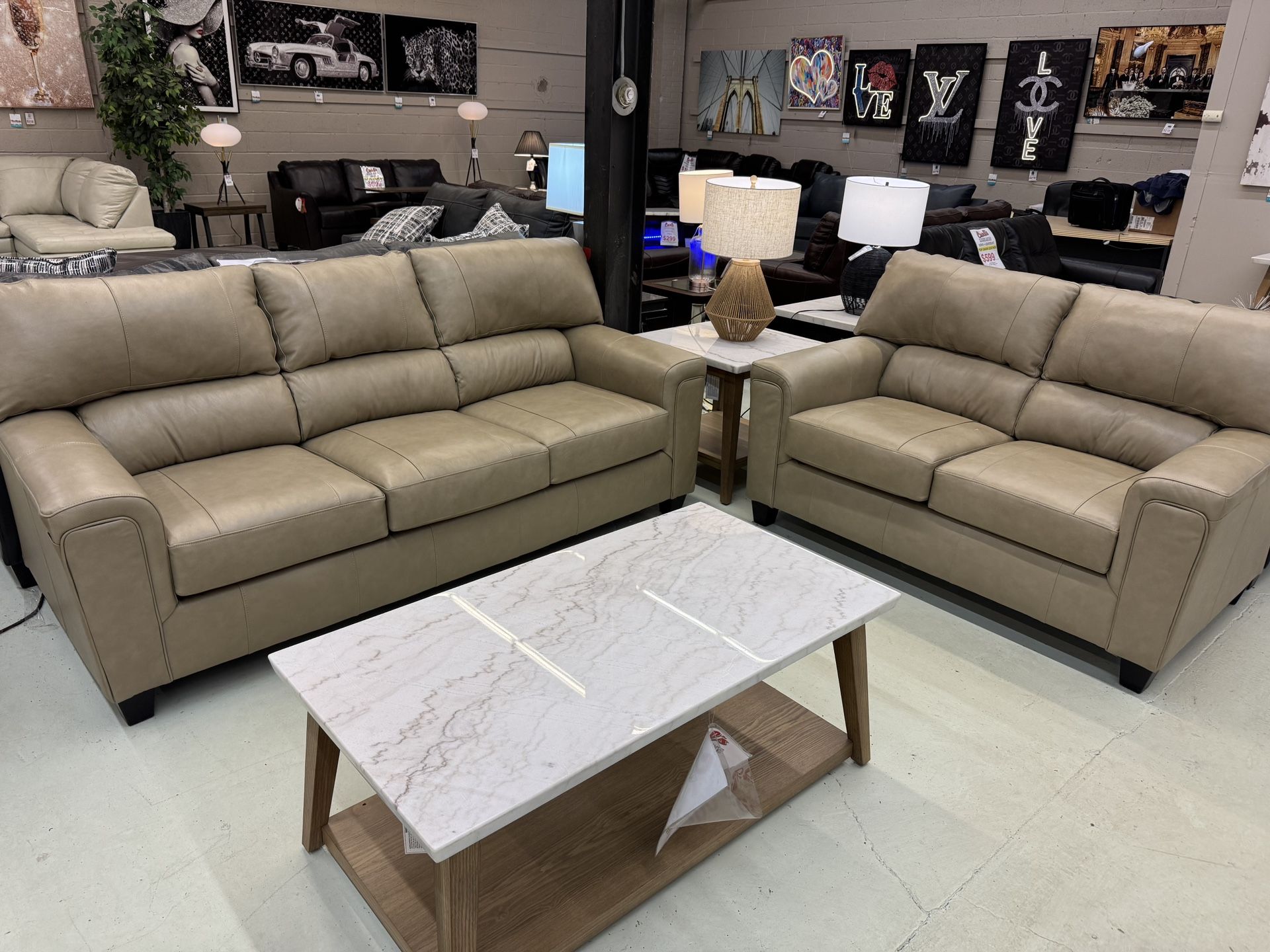 Top grain leather Sofa & Loveseat set!!