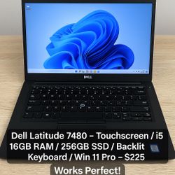 Dell Latitude 7480 – Touchscreen / i5 / 16 GB RAM / 256 GB SSD / Backlit Keyboard / Win 11 Pro 
