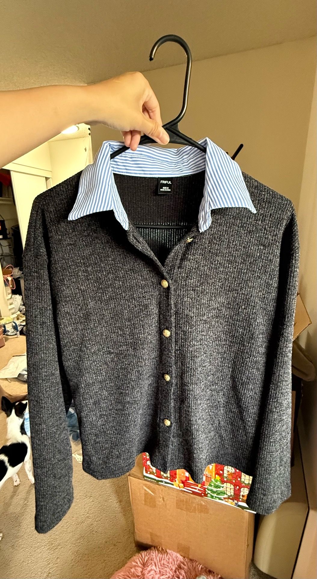 Brand new Women casual long sleeve top black dark grey