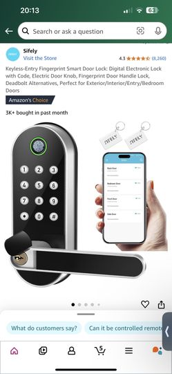 Keyless-Entry Fingerprint Smart Door Lock: Digital Electronic Lock with Code, Electric Door Knob, Fingerprint Door Handle Lock, Deadbolt Alternatives,