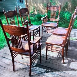 Set Of 6 Matching Chairs  Solid Wood Hand-carved  Just Beautiful Antique Please Check My Other Listings 