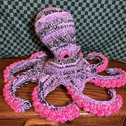 Handmade Crocheted Large Pink Purple Octopus stuffed animal
