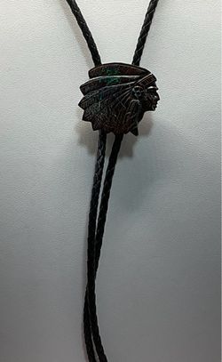 Vintage Bolo Tie Australian Boulder Opal Queensland Tribal Chief