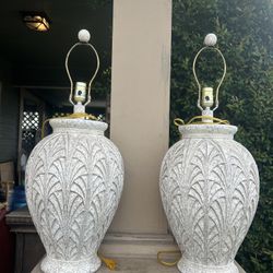 Dynamic Duo; Pair of Perfect Mid 80s Vintage Pottery Lamps: