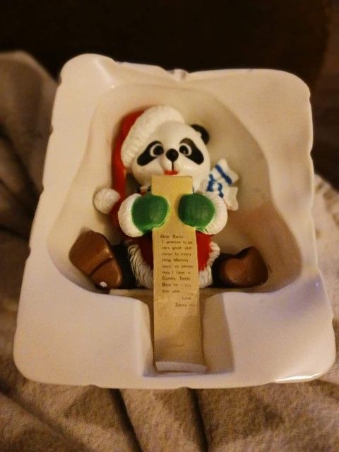 $5 Vintage 1990 Toys R Us Geoffrey Inc Panda Bear Christmas Stocking Holder Hanger