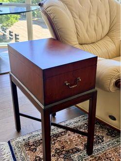 Ethan Allen Cherry Wood Lift-Top Chest on Stand - Jewelry Box, Storage