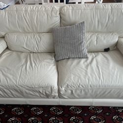 White genuine Leather Sofa