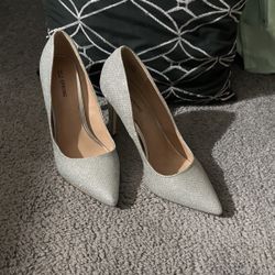 Silver Sparkle Heels Pumps Like New
