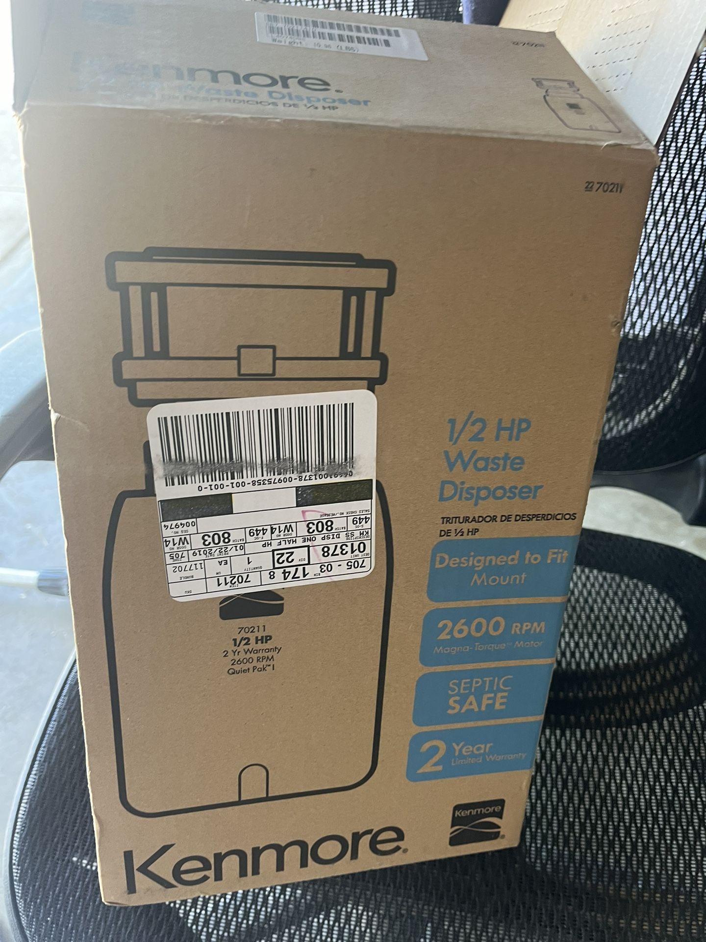 New Kenmore  1/2  HP Waste Trash Disposal 