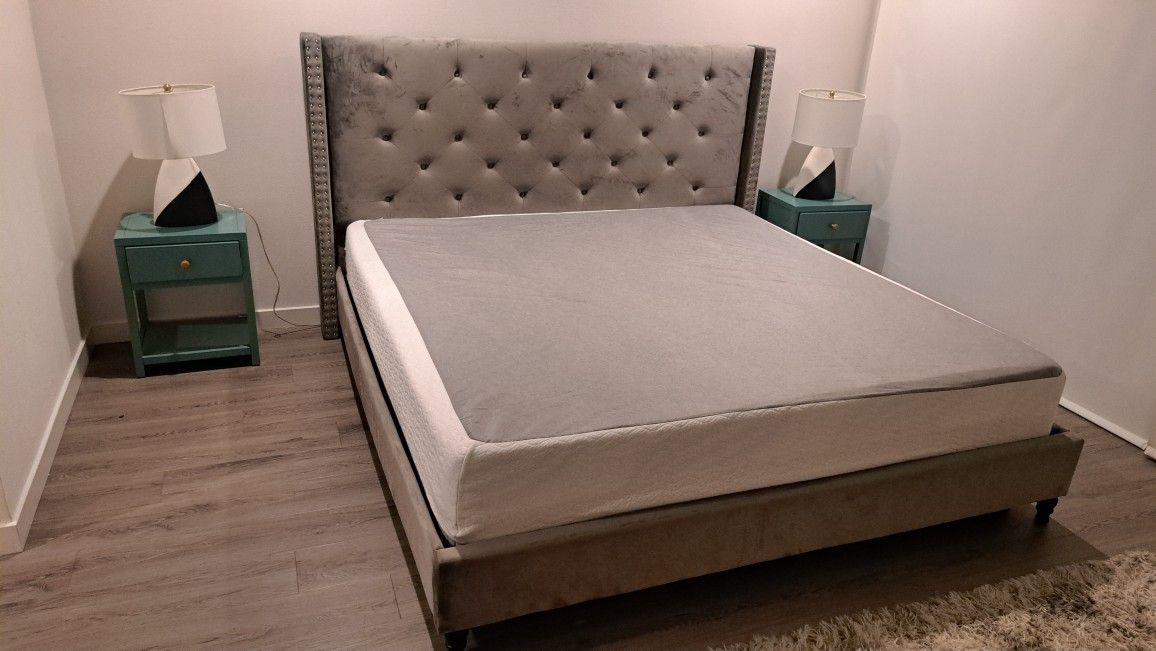 Cal King Bed with headband and get frame included