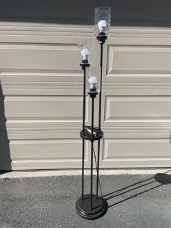 3-Light Torchiere Floor Lamp Bronze