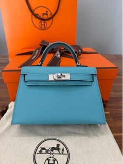 Hermes Bleu Jean mini Kelly Sellier Epsom