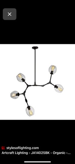 Artcraft Lighting JA14025BK Transitional Five Light Chandelier RETAIL $413.00