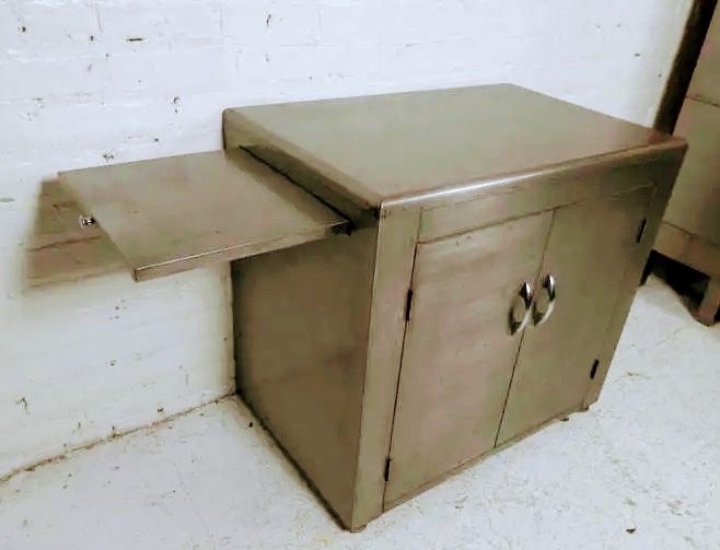 Vintage Army Green Metal Cabinet 