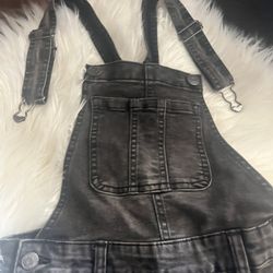 Justice Overalls Ripped with Sequin Patching Pants Size 10  Dark Wash Denim